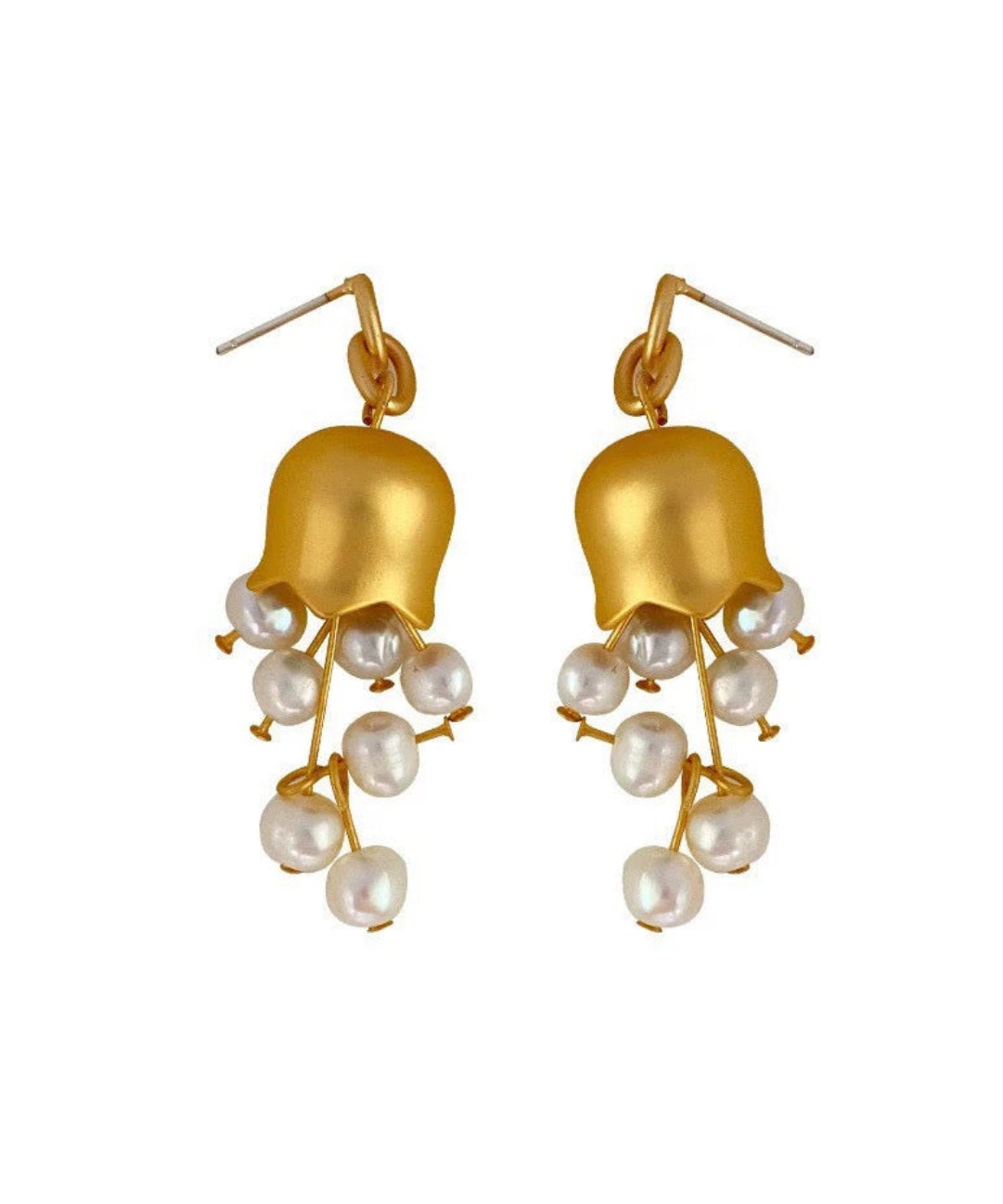 Lily of the Valley Natural Pearl Drop Earrings gembea jewelry