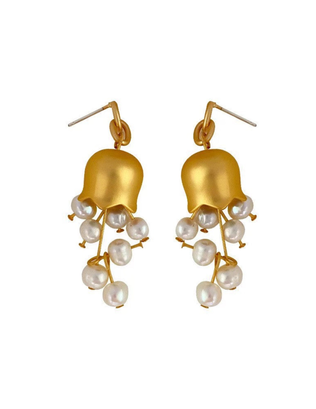 Lily of the Valley Natural Pearl Drop Earrings gembea jewelry