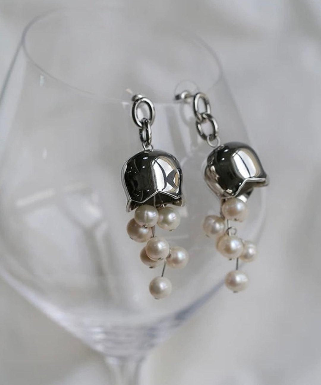 Lily of the Valley Natural Pearl Earrings - Gembea Jewelry