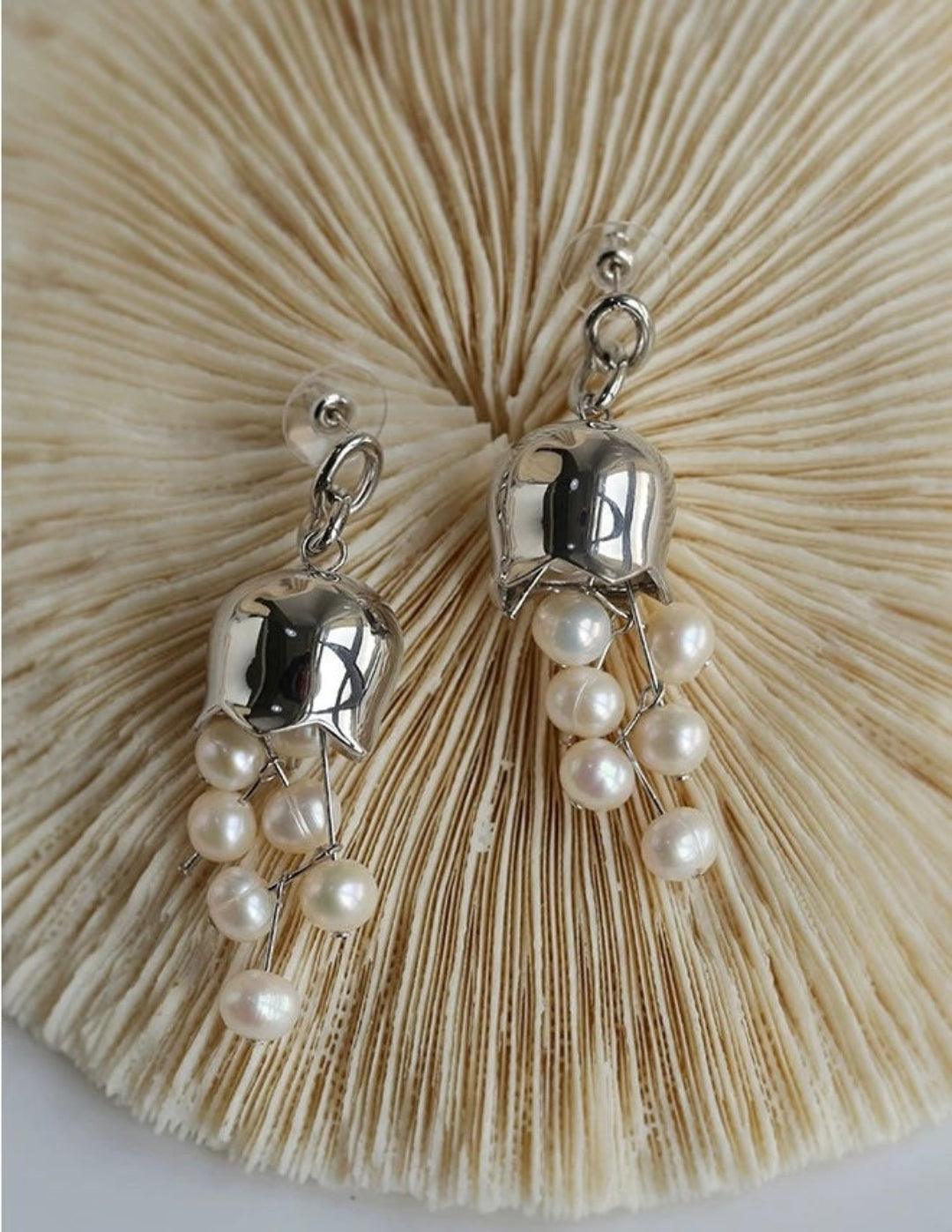 Lily of the Valley Natural Pearl Earrings - Gembea Jewelry