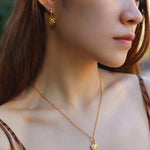 Lion Relief Love Drop Hoop Earrings - Gembea Jewelry