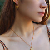 Lion Relief Love Drop Hoop Earrings - Gembea Jewelry