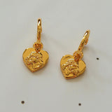 Lion Relief Love Drop Hoop Earrings - Gembea Jewelry
