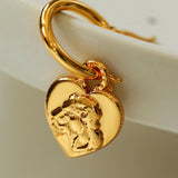 Lion Relief Love Drop Hoop Earrings - Gembea Jewelry