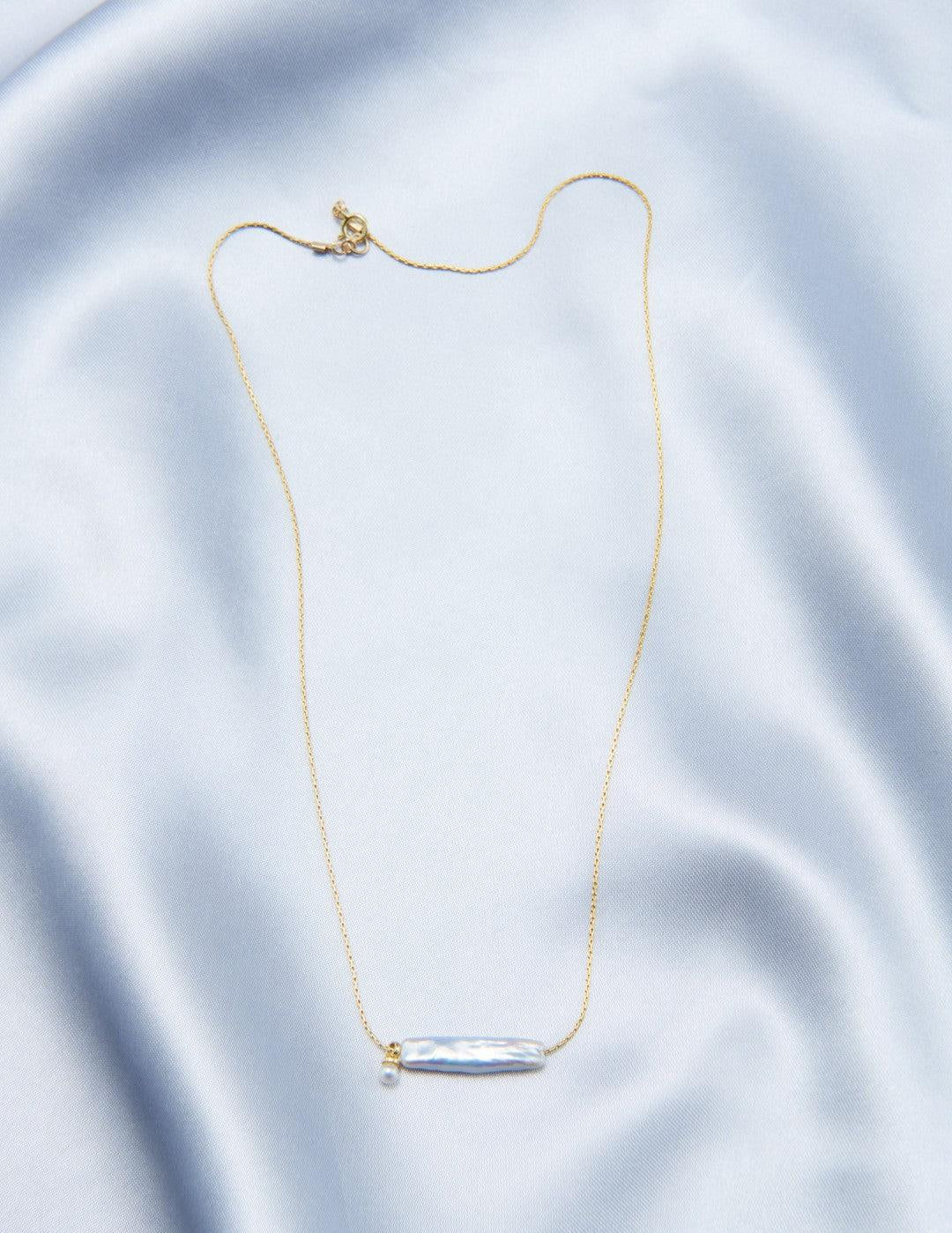 14K Gold Long Baroque Pearl Necklace - Gembea Jewelry