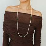 Long Artificial Pearl Green Agate Necklace-gembea jewelry