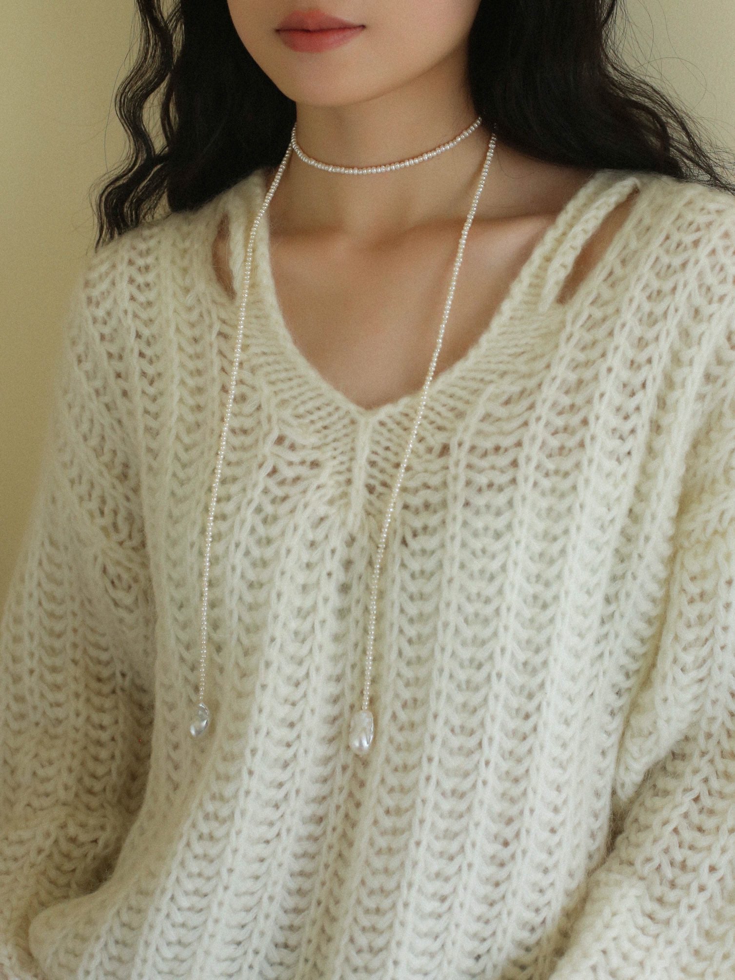 Long Baroque Pearl Beaded Necklace gembea jewelry