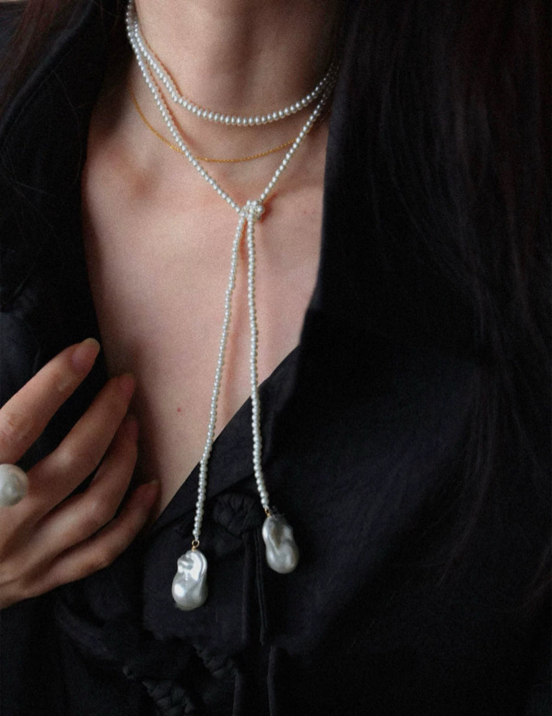Long Baroque Pearl Beaded Necklace gembea jewelry1