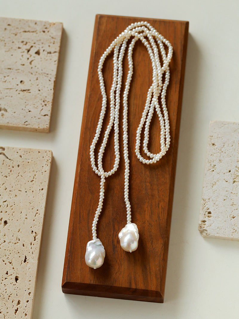 Long Baroque Pearl Beaded Necklace gembea jewelry
