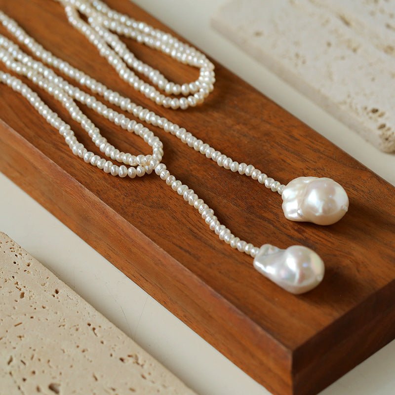 Long Baroque Pearl Beaded Necklace gembea jewelry