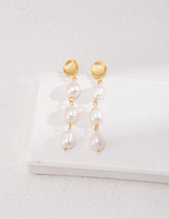 Baroque Pearl Long Pendant Earrings - Gembea Jewelry