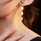 Baroque Pearl Long Pendant Earrings - Gembea Jewelry