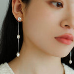 Galaxy Falls Series Tassel Pearl Earrings - Gembea Jewelry