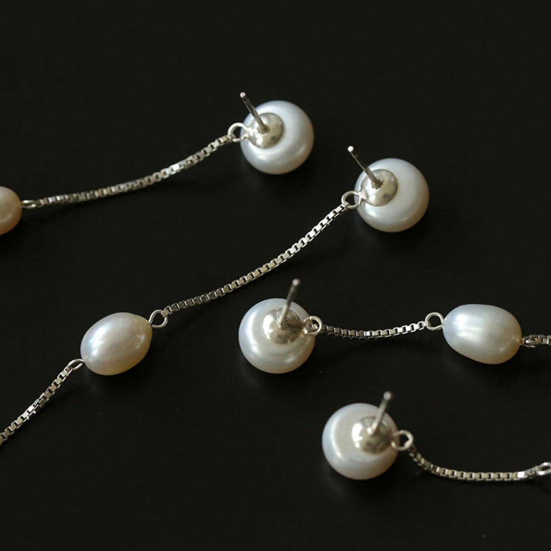 Galaxy Falls Series Tassel Pearl Earrings - Gembea Jewelry