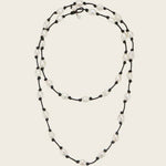 Long Leather Rope Natural Pearl Necklace gembea jewelry