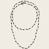 Long Leather Rope Natural Pearl Necklace gembea jewelry