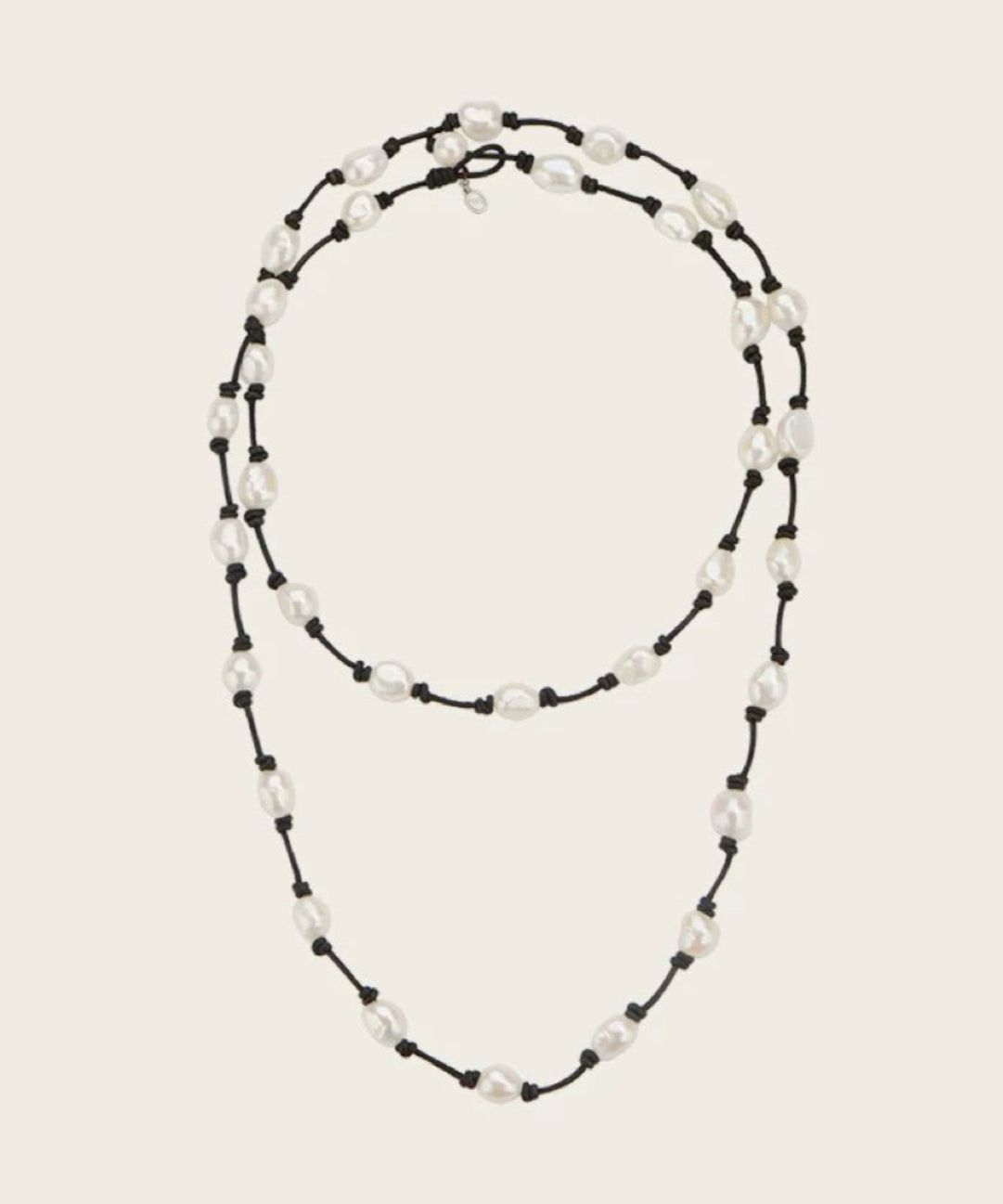 Long Leather Rope Natural Pearl Necklace gembea jewelry