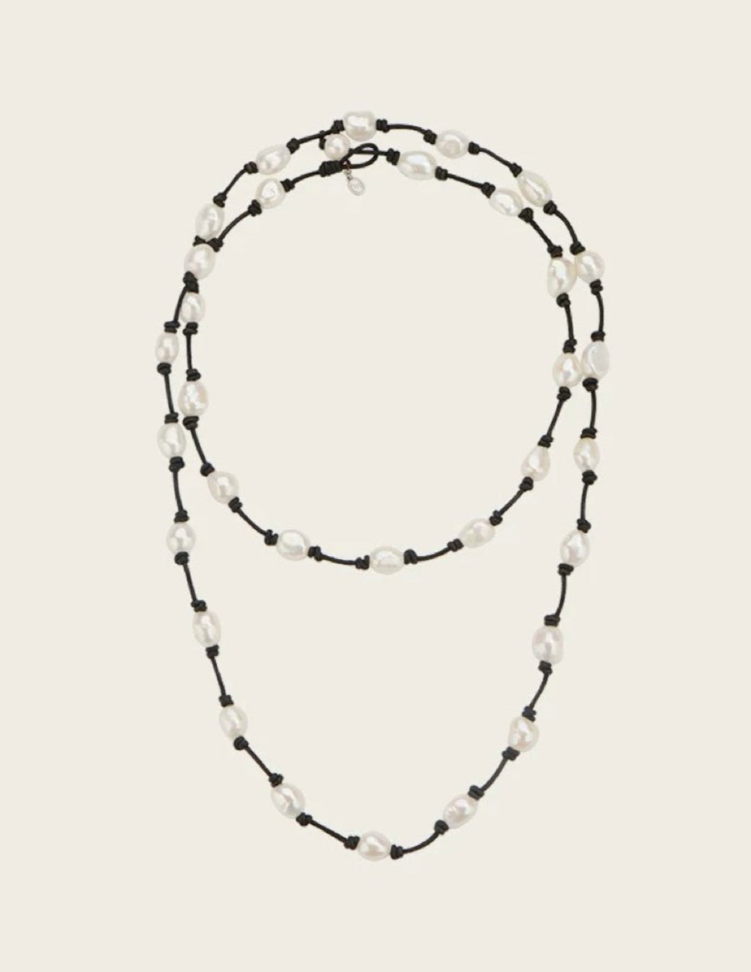 Long Leather Rope Natural Pearl Necklace gembea jewelry