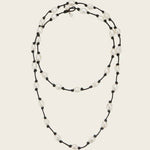 Long Leather Rope Natural Pearl Necklace gembea jewelry
