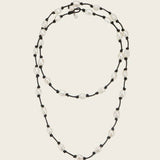 Long Leather Rope Natural Pearl Necklace gembea jewelry
