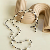 Long Handmade Leather Rope Natural Pearl Necklace - Gembea Jewelry