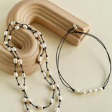Long Handmade Leather Rope Natural Pearl Necklace - Gembea Jewelry