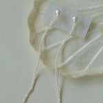 Long Rice Pearl Drop Earrings - Gembea Jewelry