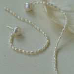 Long Rice Pearl Drop Earrings - Gembea Jewelry