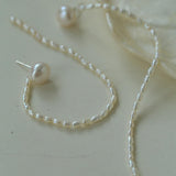 Long Rice Pearl Drop Earrings - Gembea Jewelry
