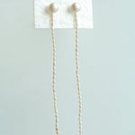 Long Rice Pearl Drop Earrings - Gembea Jewelry