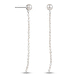 Long Rice Pearl Pendant Earrings gembea jewelry