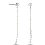Long Rice Pearl Pendant Earrings gembea jewelry