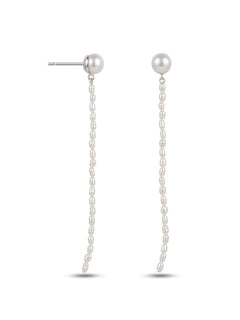 Long Rice Pearl Pendant Earrings gembea jewelry