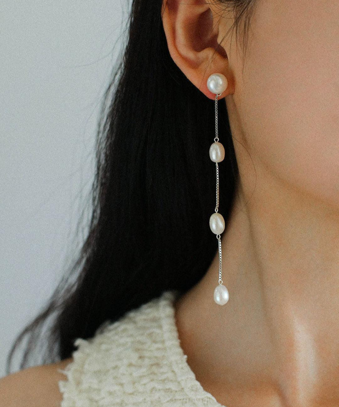 Galaxy Falls Series Tassel Pearl Earrings - Gembea Jewelry
