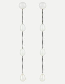 Long Tassel Freshwater Pearl Drop Earrings gembea jewelry