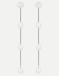 Long Tassel Freshwater Pearl Drop Earrings gembea jewelry