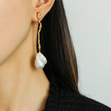 Long Tree Branch Baroque Drop Earrings - Gembea Jewelry