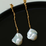 Long Tree Branch Baroque Drop Earrings - Gembea Jewelry