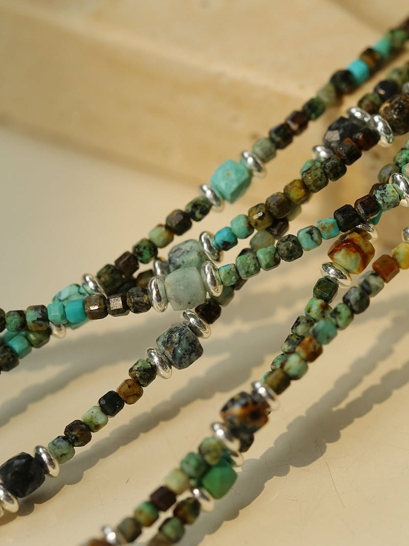 Long Turquoise Baroque Pearl Beaded Necklace