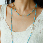Long Turquoise Gold Bead Baroque Pearl Necklace gembea jewelry
