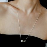 Long Twin Sphere Sterling Silver Necklace gembea jewelry