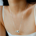 Long Twin Sphere Sterling Silver Necklace gembea jewelry
