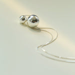 Long Twin Sphere Sterling Silver Necklace gembea jewelry