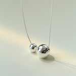 Long Twin Sphere Sterling Silver Necklace gembea jewelry