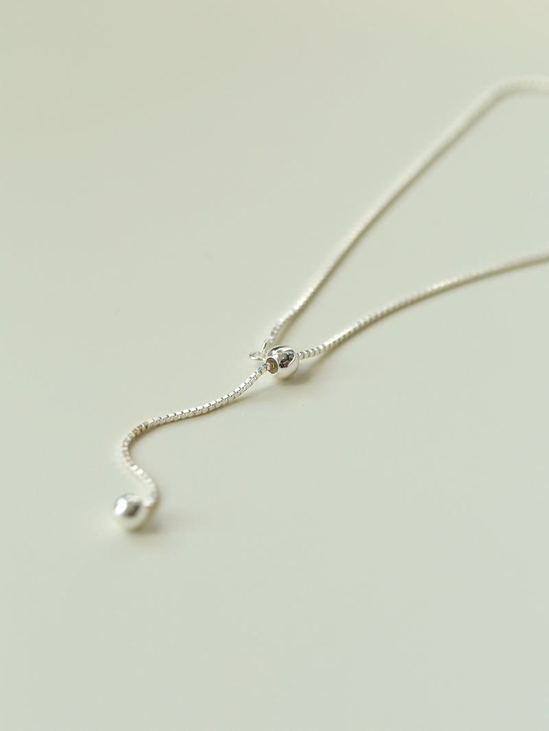 Long Twin Sphere Sterling Silver Necklace gembea jewelry