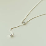 Long Twin Sphere Sterling Silver Necklace gembea jewelry