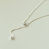 Long Twin Sphere Sterling Silver Necklace gembea jewelry