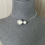 Long Twin Sphere Sterling Silver Necklace gembea jewelry