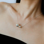 Long Twin Sphere Sterling Silver Necklace gembea jewelry