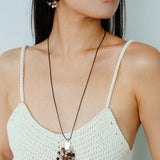 Long Zebra Stone Tassel Pendant Necklace gembea jewelry